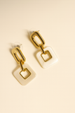 White Square Hang Earrings