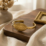Plain Band Kada Highlighted by Leaf and Tiny Diamond Rectangle