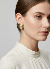 Golden Oval Pearl Stud