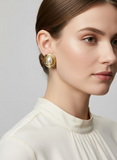 Golden Oval Pearl Stud
