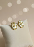 Golden Floral Outline Studs