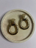 Golden Textured Oval Dangles