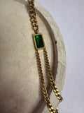 Elegant Green Diamond Rectangle Dual-Strand Chain Bracelet