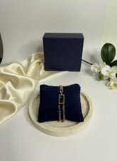 Elegant Green Diamond Rectangle Dual-Strand Chain Bracelet