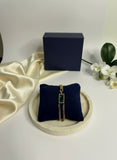 Elegant Green Diamond Rectangle Dual-Strand Chain Bracelet