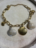 Golden & White Shells Bold Chain Bracelet
