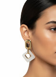 White Square Hang Earrings