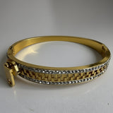 Elegant Double Diamond Line Zip Chain Kada Bracelet