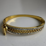 Elegant Double Diamond Line Zip Chain Kada Bracelet