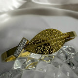 Plain Band Kada Highlighted by Leaf and Tiny Diamond Rectangle