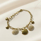 Golden & White Shells Bold Chain Bracelet