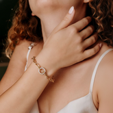 Link Chain with Sparkling Diamond Circle Bracelet