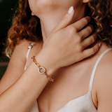 Link Chain with Sparkling Diamond Circle Bracelet