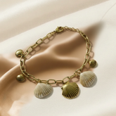Golden & White Shells Bold Chain Bracelet