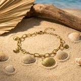 Golden & White Shells Bold Chain Bracelet