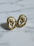 Golden Floral Outline Studs