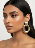 Golden Textured Oval Dangles