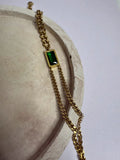 Elegant Green Diamond Rectangle Dual-Strand Chain Bracelet