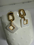 White Square Hang Earrings