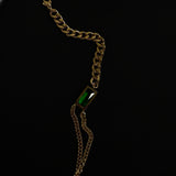 Elegant Green Diamond Rectangle Dual-Strand Chain Bracelet