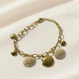 Golden & White Shells Bold Chain Bracelet