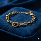 Link Chain with Sparkling Diamond Circle Bracelet